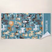 Serviette De Plage Cute Little Chien Chien Chien Motif Personnalisé (Devant)