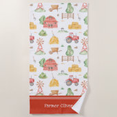 Serviette De Plage Cute Little Kids Farmer Motif avec prénom (Devant)