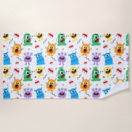 Serviette De Plage Cute Little Monsters (Devant)