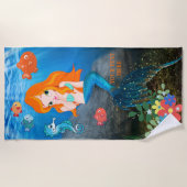 Serviette De Plage Cute Mermaid Ocean Beach (Devant)