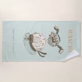 Serviette De Plage Cute Modern Aqua Blue Boys Little Sailor Nautical (Devant)