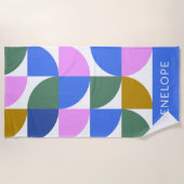 Serviette De Plage Cute moderne formes géométriques Bleu Personnalisé (Devant)