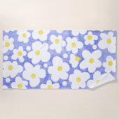 Serviette De Plage Cute Moderne Rétro Bleu Jaune Blanc (Devant)