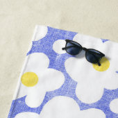 Serviette De Plage Cute Moderne Rétro Bleu Jaune Blanc (En situation)