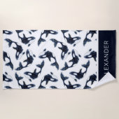 Serviette De Plage Cute Navy Baleines Bleues Orca Enfants Personnalis (Devant)