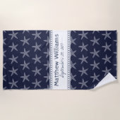 Serviette De Plage Cute Navy Blue Starfish Custom Beach Towne (Devant)