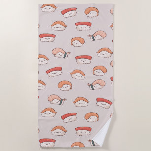 Serviette De Plage Cute Nigiri Sushi Motif sans couture