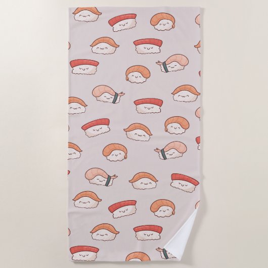 Serviette De Plage Cute Nigiri Sushi Motif sans couture (Devant)