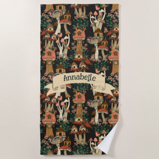 Serviette De Plage Cute Noir Cottage Core Floral Motif