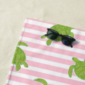 Serviette De Plage Cute Palm Beach Rugby rose Tortues (En situation)