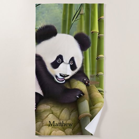 Serviette De Plage Cute Panda Ours Enfants Monogramme (Devant)