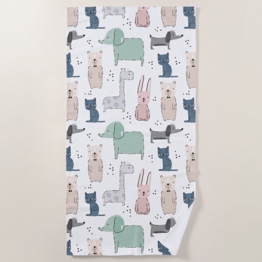 Serviette De Plage Cute Pastel Baby Motif animal (Devant)