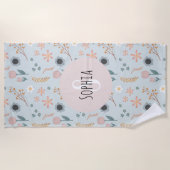 Serviette De Plage Cute Pastel Floral Imprimer Monogramme botanique (Devant)