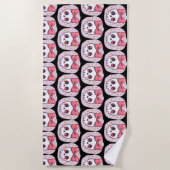 Serviette De Plage Cute Pastel Goth Skull with Bow (Devant)