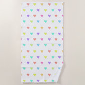 Serviette De Plage Cute Pastel Rainbow Hearts Motif (Devant)