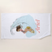 Serviette De Plage Cute Pastel Surfer Girl avec nom Summer Sun (Devant)
