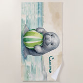 Serviette De Plage Cute personnalisée Manatee (Devant)