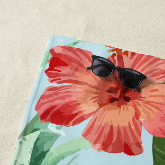 Serviette De Plage Cute Pineappon Watermelon Hibiscus Palm Feuilles (En situation)