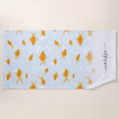 Serviette De Plage Cute poisson d'or nager dans l'eau Script Nom pers (Devant)