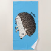 Serviette De Plage Cute prickly hedgehog cartoon (Devant)
