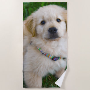 Serviette De Plage Cute Puppy Photo Personnalisé Chien Amoureux Plage