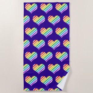 Serviette De Plage Cute Rainbow Heart Purple Pride
