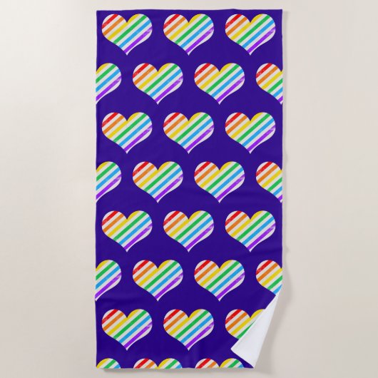 Serviette De Plage Cute Rainbow Heart Purple Pride (Devant)