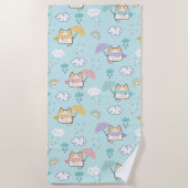 Serviette De Plage Cute Rainy Day Motif Beach Towel (Devant)