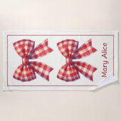 Serviette De Plage Cute Red and Cream Gingham Bows (Devant)