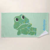 Serviette De Plage Cute Retro Frog Graphic Personnalisé (Devant)