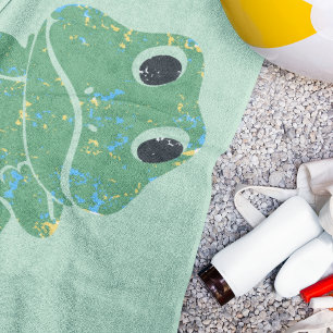 Serviette De Plage Cute Retro Frog Graphic Personnalisé