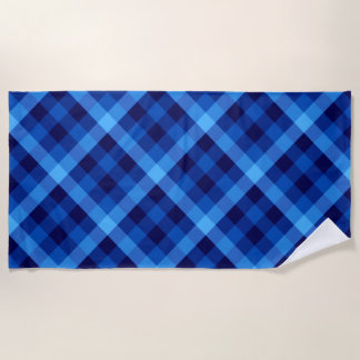 Serviette De Plage Cute Retro Ocean Blue Plaid Beach