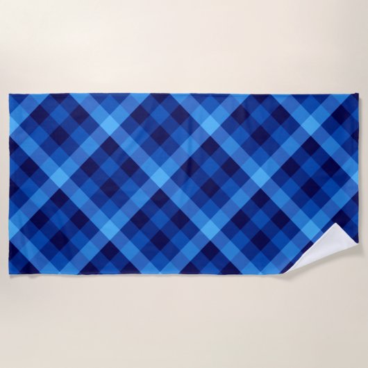 Serviette De Plage Cute Retro Ocean Blue Plaid Beach (Devant)