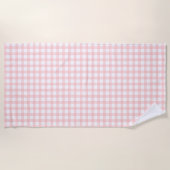Serviette De Plage Cute Retro Pink Gingham Plaid pattern (Devant)