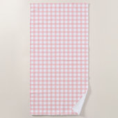 Serviette De Plage Cute Retro Pink Gingham Plaid pattern (Devant)