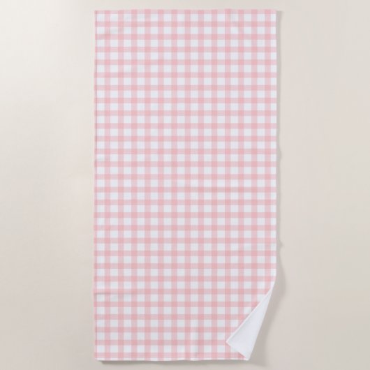 Serviette De Plage Cute Retro Pink Gingham Plaid pattern (Devant)