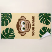 Serviette De Plage Cute safari monkey cartoon personalized kid's (Devant)
