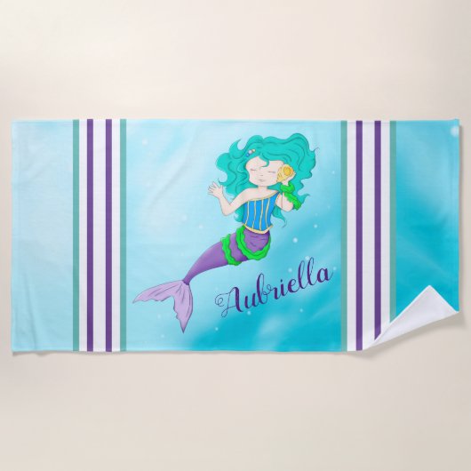 Serviette De Plage Cute sirène (Devant)