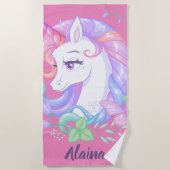 Serviette De Plage Cute Stylish Girly Unicorn (Devant)