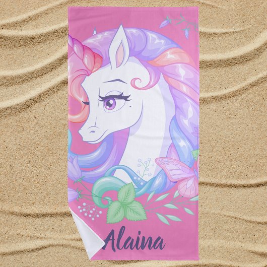 Serviette De Plage Cute Stylish Girly Unicorn