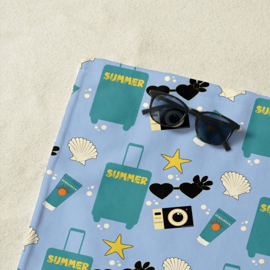 Serviette De Plage Cute Summer Vacation Elements Beach Towel (En situation)