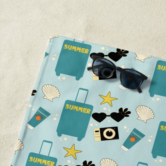 Serviette De Plage Cute Summer Vacation Elements Beach Towel (En situation)
