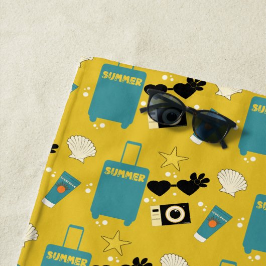 Serviette De Plage Cute Summer Vacation Elements Beach Towel (En situation)