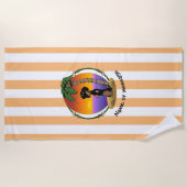 Serviette De Plage Cute Tropical Island Beach Dachshund (noir & bronz (Devant)