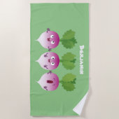 Serviette De Plage Cute turnip légumes trio chanter dessin animé (Devant)