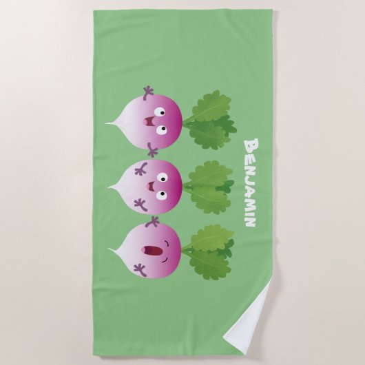 Serviette De Plage Cute turnip légumes trio chanter dessin animé (Devant)