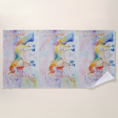 Serviette De Plage Cute Unicorn Aquarelle Girls Beach Towel (Devant)