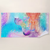 Serviette De Plage Cute unicorn rose Parties scintillant arc-en-ciel  (Devant)