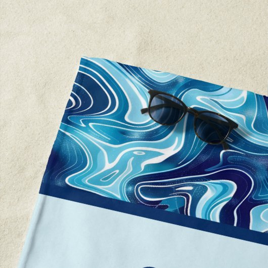 Serviette De Plage Cute unisex enfants océan poisson ajouter nom (En situation)