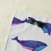Serviette De Plage Cute Whale Art Motif dans Ocean Blue Personnalisé (En situation)